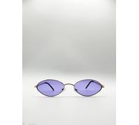 SVNX Women's Metal Oval Frame Sunglasses with Lilac Lenses in Purple