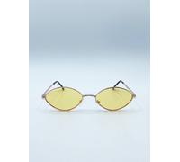 SVNX Women's Metal Oval Frame Sunglasses with Orange Lenses