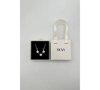 SVNX Women's Mini Clover Necklace & Hoop Earrings in Silver