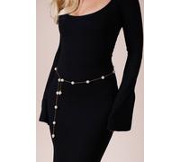 SVNX Women's Minimal Pearl Chain Belt In Gold