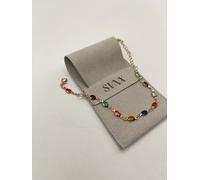 SVNX Women's Multicolour Oval Chain Bracelet