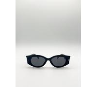 SVNX Women's Oval Rectangular Vintage Sunglasses in Black