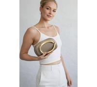 SVNX Women's Oval Satin Hard Case Clutch Bag In Muted Gold SVNX Gold One Size
