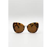 SVNX Women's Oversized Cat-Eye Sunglasses in Tortoiseshell in Brown