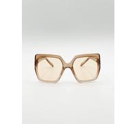 SVNX Women's Oversized Cateye Sunglasses with Diamante Detail in Light Sand