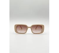 SVNX Women's Oversized Rectangle Sunglasses in Beige