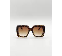 SVNX Women's Oversized Square Frame in Brown Tortoiseshell in Dark Brown