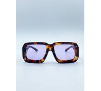 SVNX Women's Oversized Square Frame in Brown Tortoiseshell with Purple Lenses