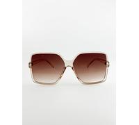 SVNX Women's Oversized Square Sunglasses In Crystal Sand in Light Sand