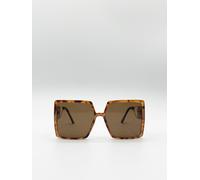 SVNX Women's Oversized Square Sunglasses With Temple Frame Detail in Brown SVNX Brown One Size