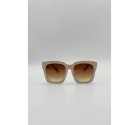 SVNX Women's Oversized Sunglasses with Gold Chain Detail in Beige