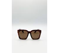SVNX Women's Oversized Sunglasses with Gold chain detail in Brown