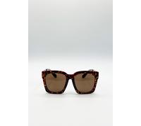 SVNX Women's Oversized Sunglasses with Gold chain detail in Brown SVNX Brown One Size