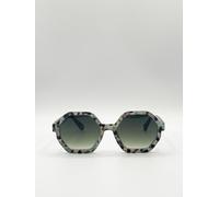 SVNX Women's Pale grey tortoiseshell oversized hexagon Sunglasses SVNX Grey One Size
