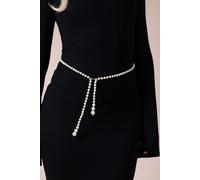 SVNX Women's Pearl Chain Belt In Silver in White SVNX White One Size