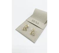 SVNX Women's Pearl & Crystal Cross Earrings in Gold