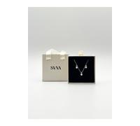 SVNX Women's Pearl Diamante Necklace & Earrings Set - Gift Boxed in Silver