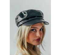 SVNX Women's Penelope PU Leather Baker Boy In Black SVNX Black One Size