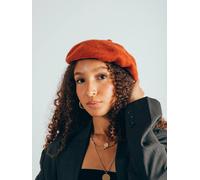 SVNX Women's Plain Felt Beret in Orange