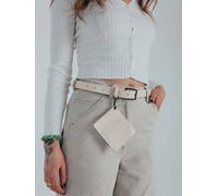 SVNX Women's PU Leather Belt with Dettachable Card Holder in Blue