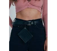 SVNX Women's PU Leather Belt with Dettachable Card Holder in Cream