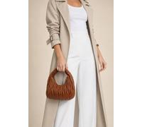 SVNX Women's Quilted Hobo Chain Shoulder Bag in Brown