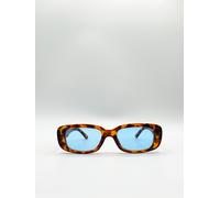 SVNX Women's Rectangle Plastic Frame Sunglasses With Coloured Lenses in Brown SVNX Brown One Size