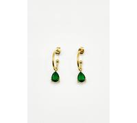 SVNX Women's Rhinestone Teardrop Earrings - Gift Boxed in Green