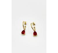 SVNX Women's Rhinestone Teardrop Earrings - Gift Boxed in Red