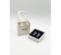 SVNX Women's Ribbed Oval Hoop Earrings in Silver SVNX Silver One Size