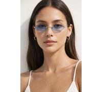 SVNX Women's Rimless Oval Hexagon Sunglasses in Blue