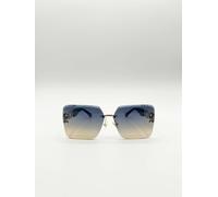 SVNX Women's Rimless Oversized Square Sunglassses in Blue SVNX Blue One Size