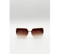 SVNX Women's Rimless Oversized Square Sunglassses in White