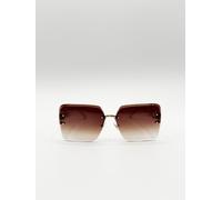 SVNX Women's Rimless Oversized Square Sunglassses in White SVNX White One Size