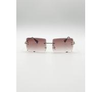 SVNX Women's Rimless Rectangle Sunglasses in Brown SVNX Brown One Size