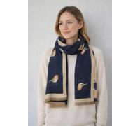 SVNX Women's Robin Embroidered Reversible Scarf in Navy