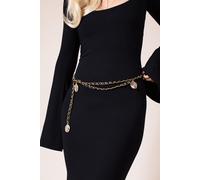SVNX Women's Rose Chain Faux Leather Belt In Black Gold SVNX Black One Size