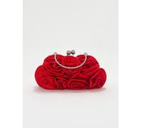 SVNX Women's Rose Satin Clutch Bag in Red