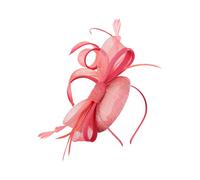 SVNX Women's Round Fascinator with Bow & Feathers in Coral SVNX Coral One Size