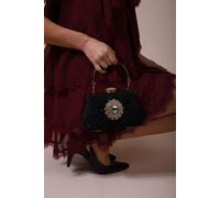 SVNX Women's Ruched Jewel Clutch Bag in Black SVNX Black One Size