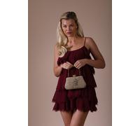 SVNX Women's Ruched Jewel Clutch Bag in Gold