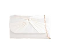 SVNX Women's Ruched Satin Clutch Bag in Ivory