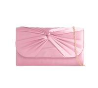 SVNX Women's Ruched Satin Clutch Bag in Pink