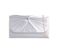 SVNX Women's Ruched Satin Clutch Bag in Silver