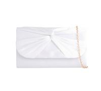 SVNX Women's Ruched Satin Clutch Bag in White