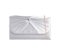 SVNX Women's Ruched Satin Clutch in Silver SVNX Silver One Size