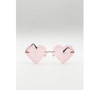 SVNX Women's Scallop Heart Sunglasses in Pink SVNX Pink One Size