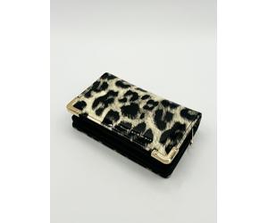 SVNX Women's Shine Leopard Print Purse in Black SVNX Black One Size
