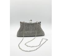 SVNX Women's Silver Crystal Clutch Bag SVNX Silver One Size