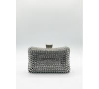 SVNX Women's Silver Diamante Clutch Bag SVNX Silver One Size